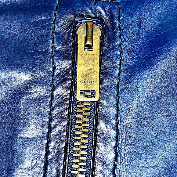 Authentic Gucci 04 AW Tom Ford Blue Madonna Leather Bomber Jacket - Picture 10 of 15